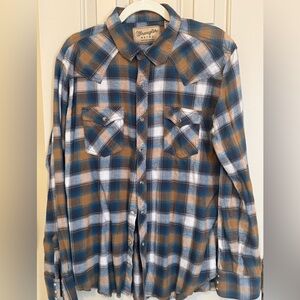 Wrangler Blue and Brown Checkered Shirt